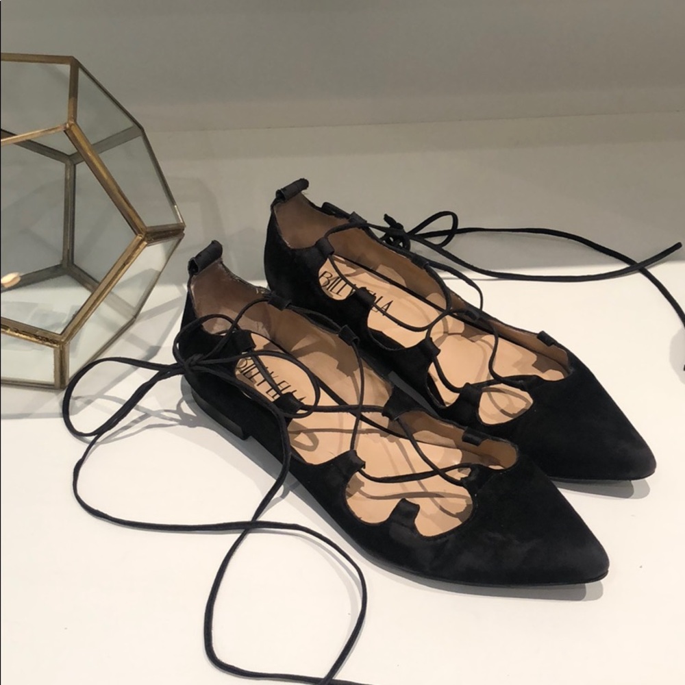 Bill Ella black suede flats from Anthropologie.